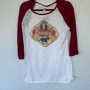 Original Cowgirl Brick Red and White High Class Cowgirl Tee. XL. NWT.